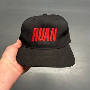 Vintage 90s RUAN trucking black and red SnapBack hat cap OSFA